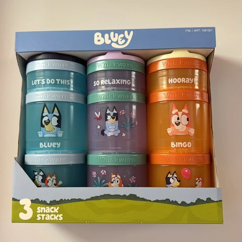 WHISKWARE-NIB. BLUEY Snack Stacks. 3Pk. BPA & Phthalate-free. Dishwasher Safe.